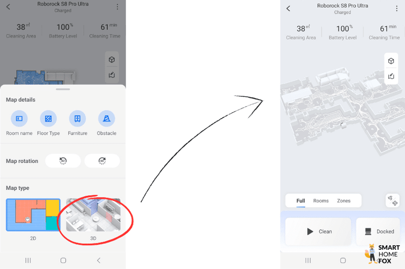 Die Wohnungskarte ist in der Roborock S8 Pro Ultra App zu sehen.